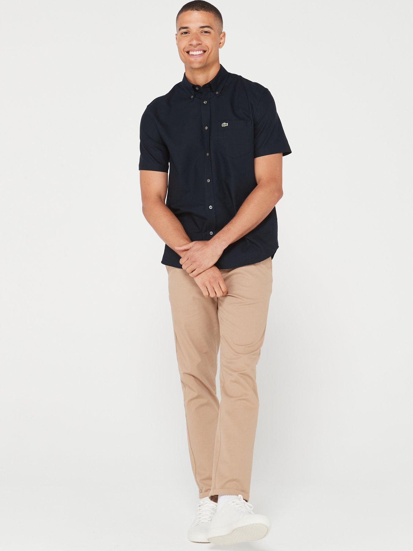 Lacoste short sleeve oxford on sale shirt