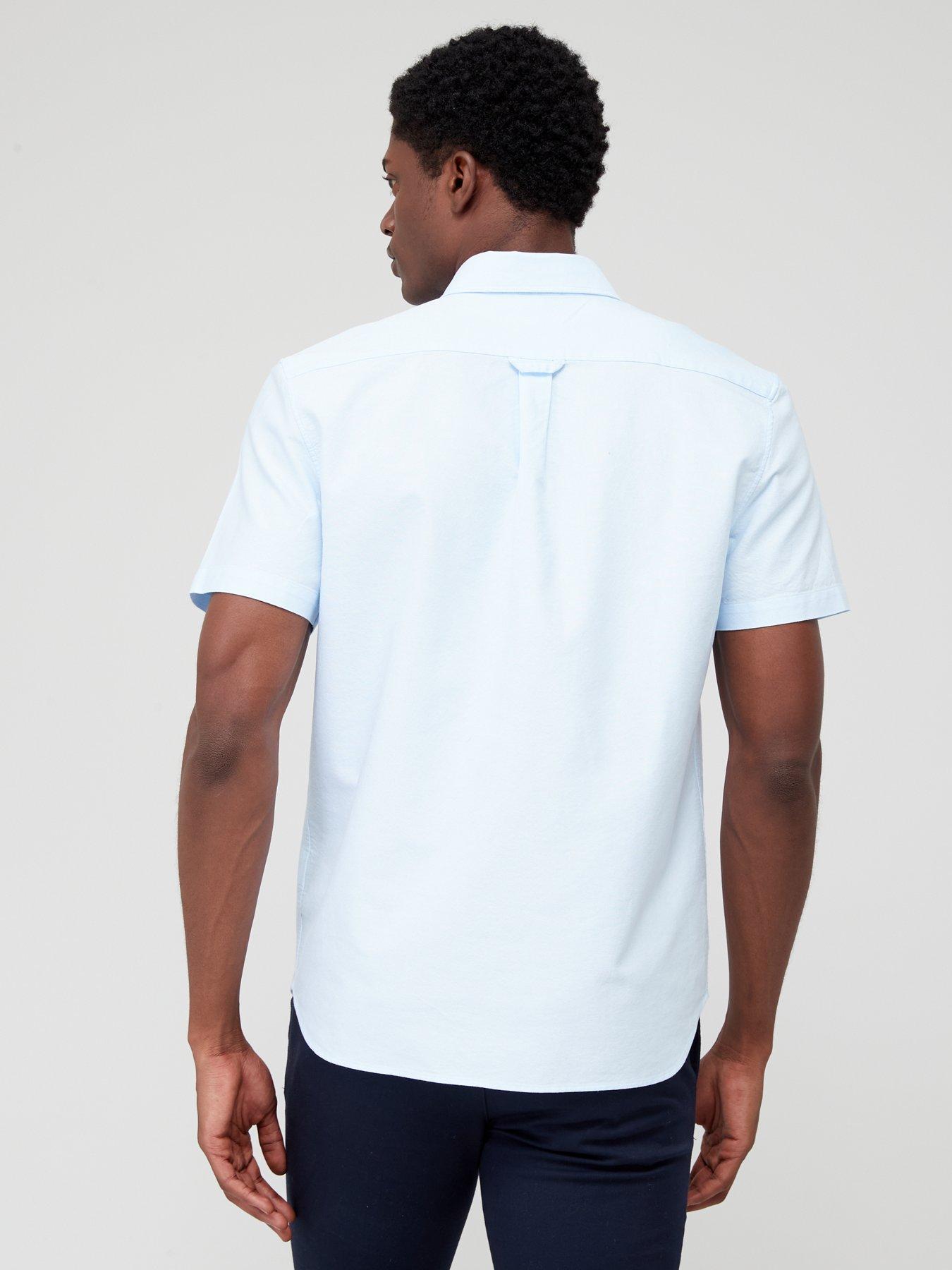 Lacoste Short Sleeve Oxford Shirt - Blue | very.co.uk