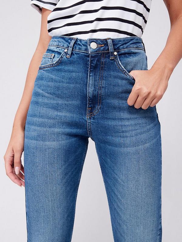 V by Very High Waist Mom Jeans - Mid Wash Blue | Very.co.uk