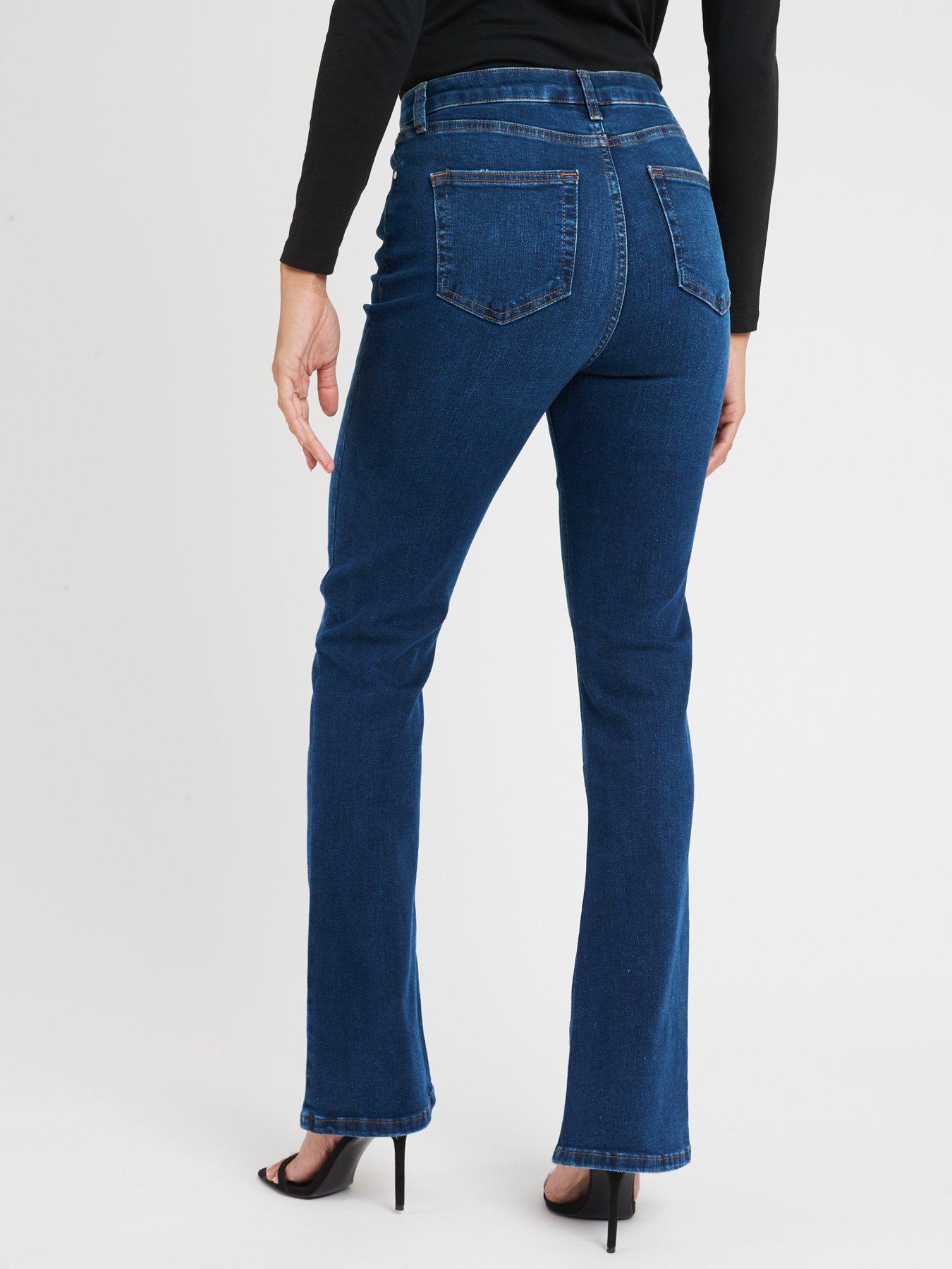 Floral Print High Waist Straight Jeans, Slash Pockets High Rise