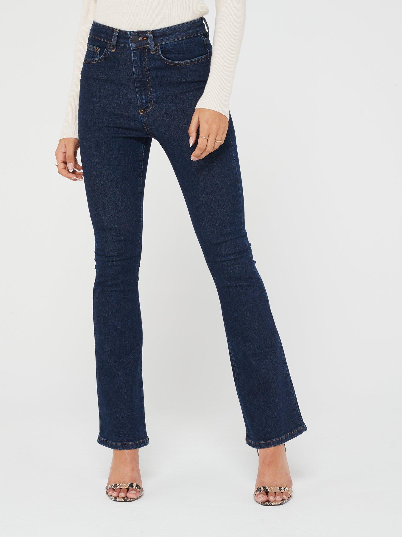 Women's Low-Rise Dark Wash Flare Jeans