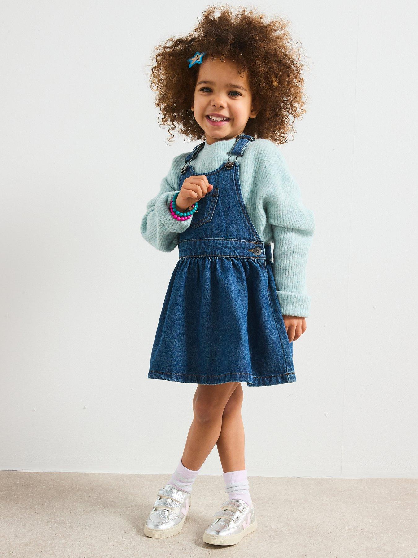 Mini V by Very Girls Denim Pinny Dress - Blue
