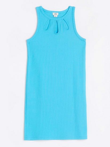river-island-girls-halter-cut-out-ribbed-dress-blue
