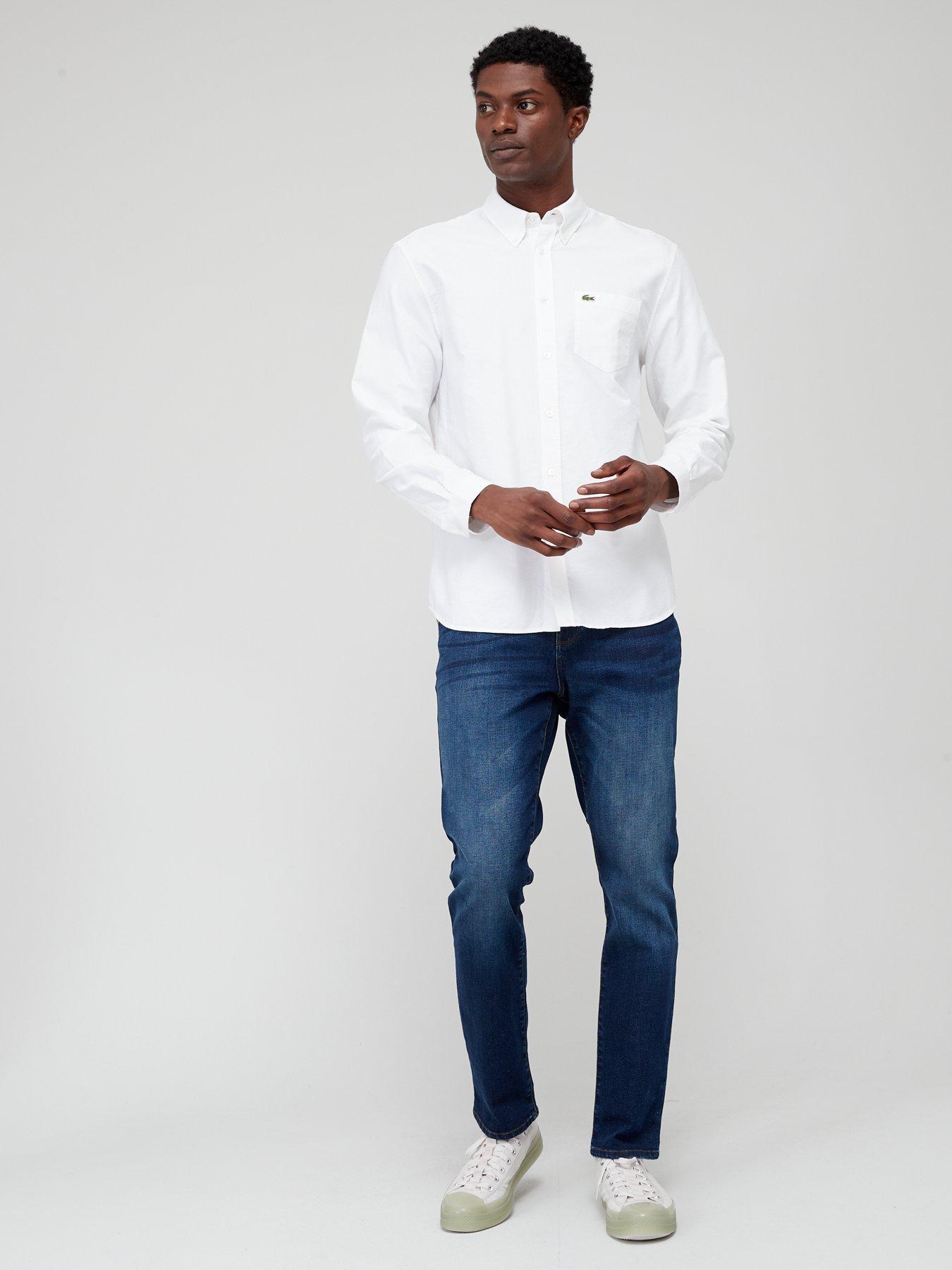 Lacoste Long Sleeve Oxford Shirt - White | Very.co.uk