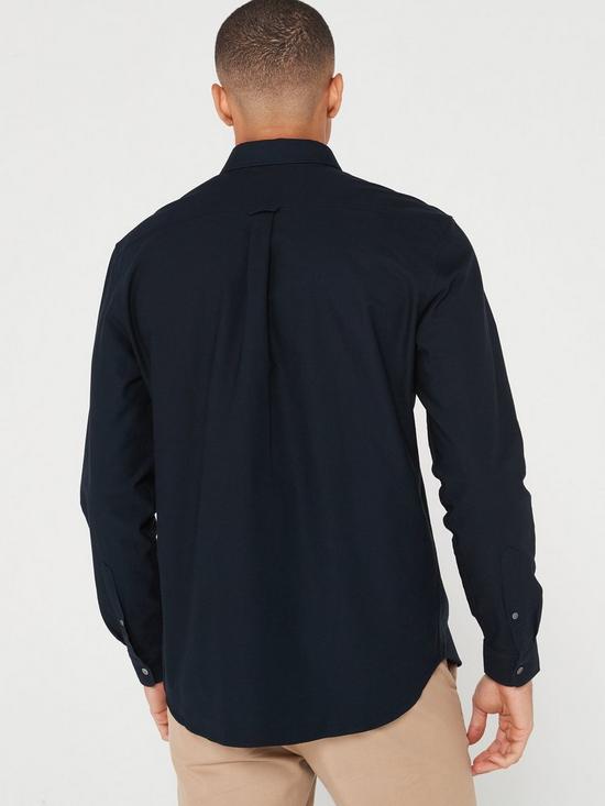 Lacoste Long Sleeve Oxford Shirt - Navy | very.co.uk