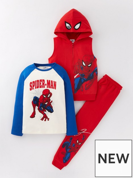 spiderman-3-piece-gilet-top-and-jogger-set