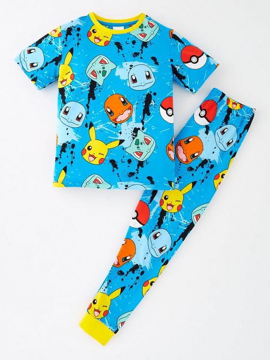 front image of pokemon-all-over-print-short-sleeve-pyjamas