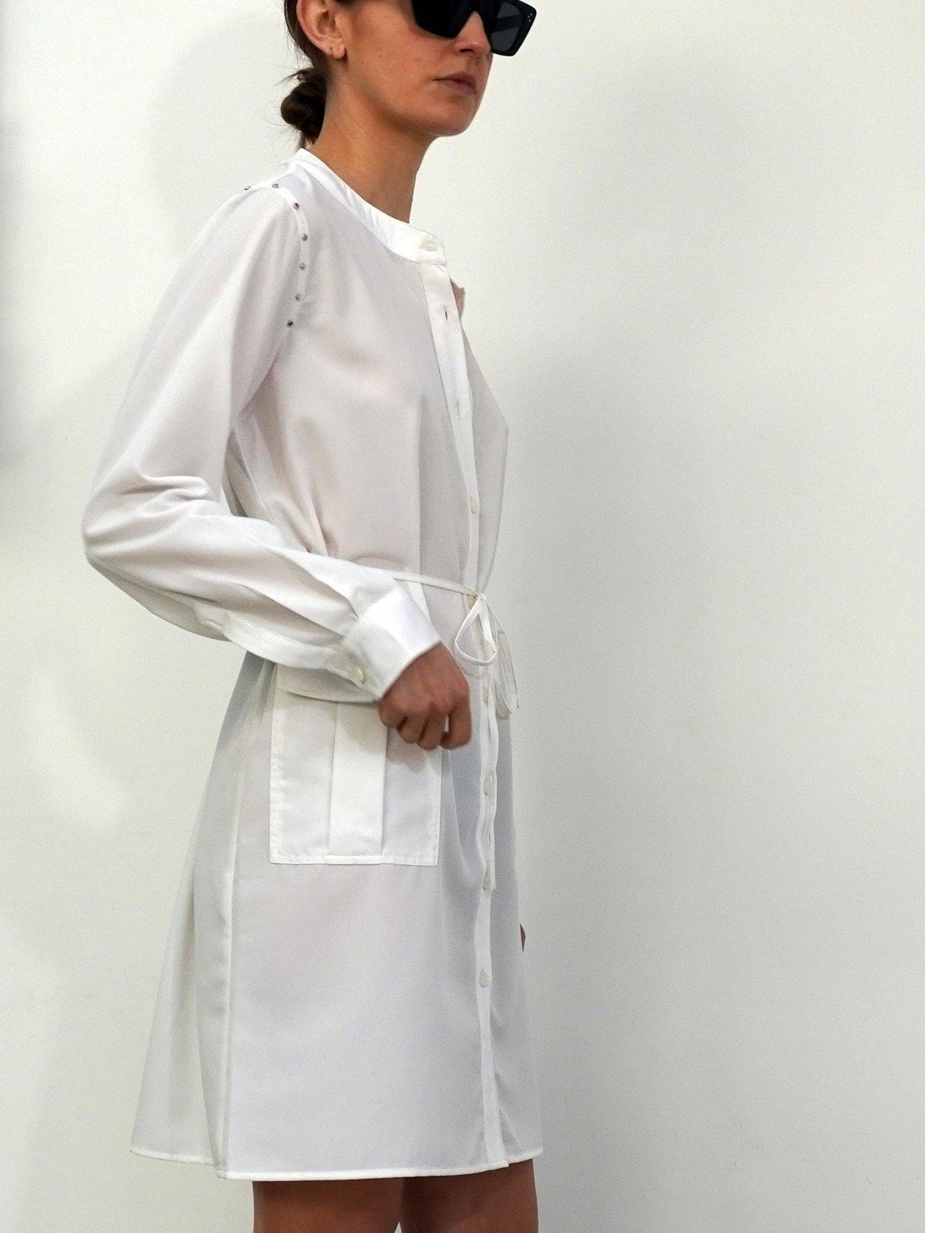 Long sleeve 2025 white tunic dress