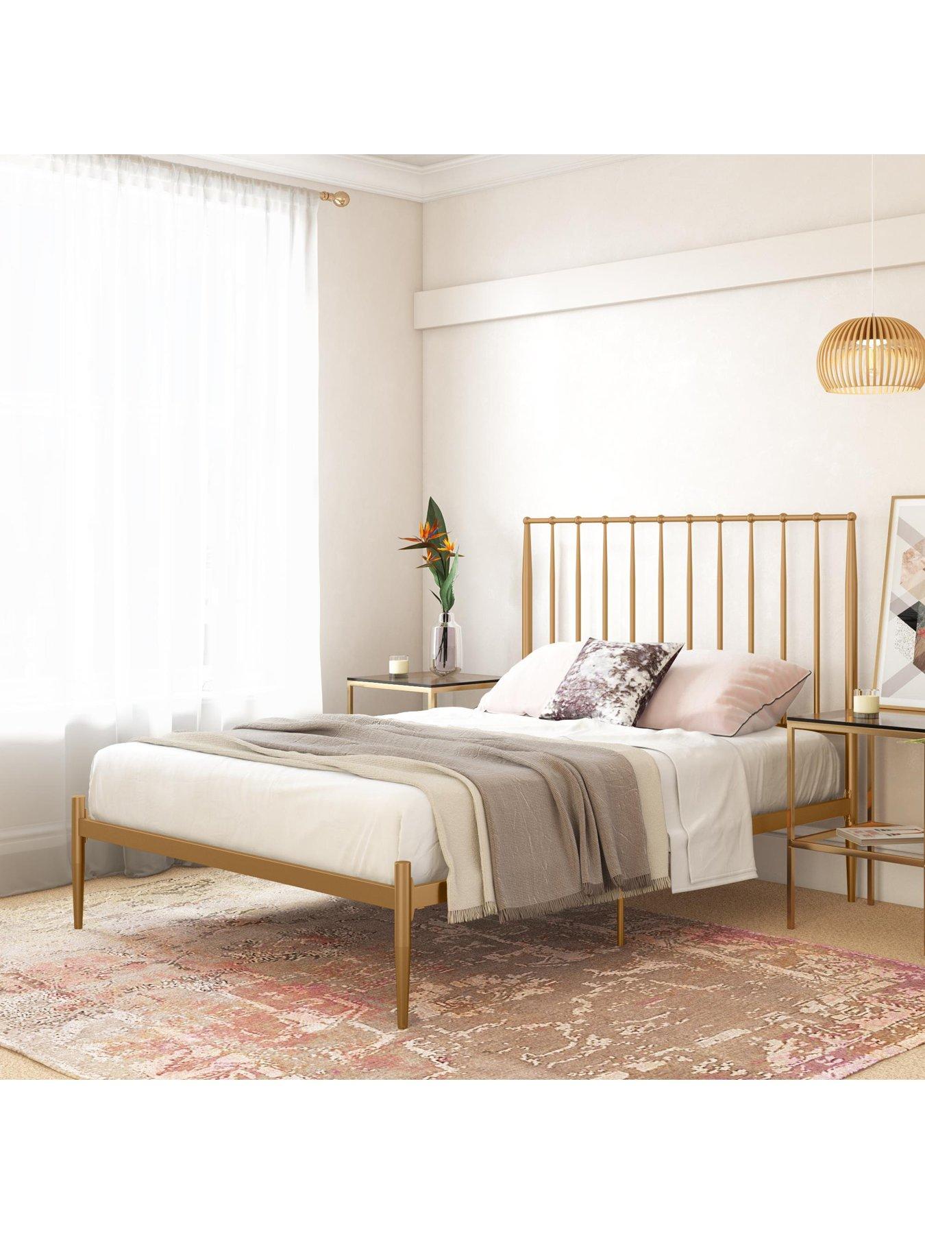 Queen gold shop bed frame