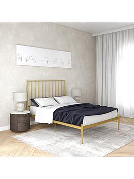 Product photograph of Dorel Home Giulia Modern Double Metal Bed Frame - Gold from very.co.uk