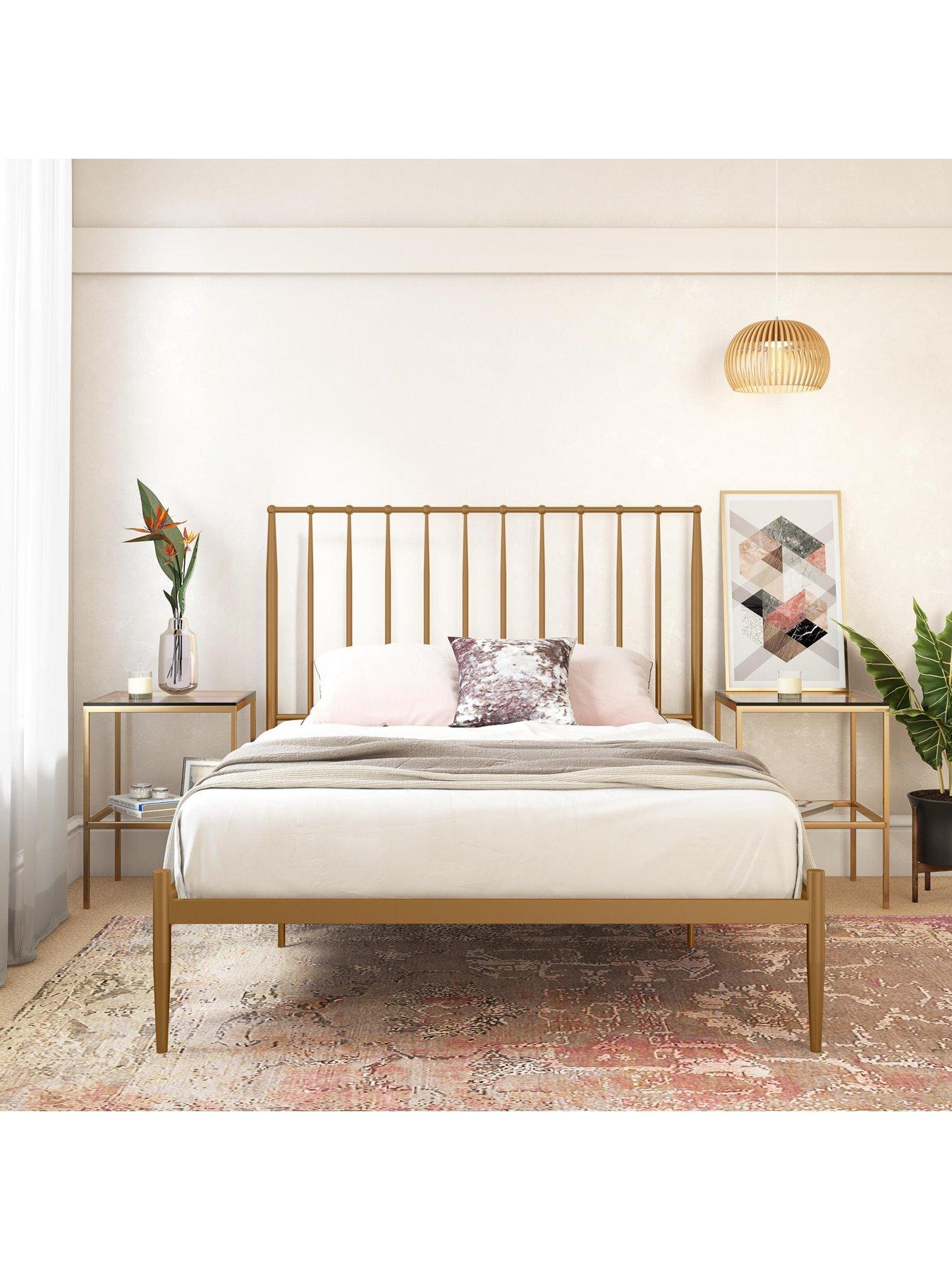 Dorel Home Giulia Modern Double Metal Bed Frame Gold