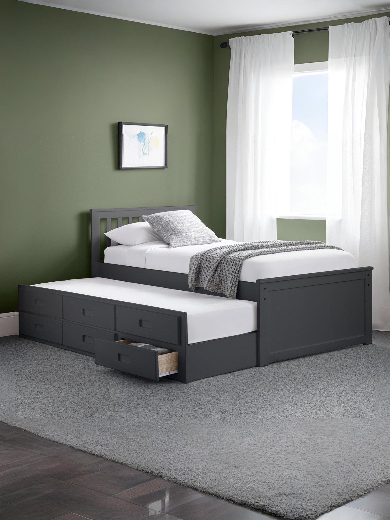 Julian Bowen Maise Children's Bed with Pull Out Guest Bed and Drawers - Anthracite