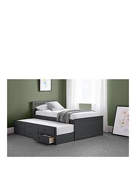 Product photograph of Julian Bowen Maise Children S Bed With Pull Out Guest Bed And Drawers - Anthracite from very.co.uk