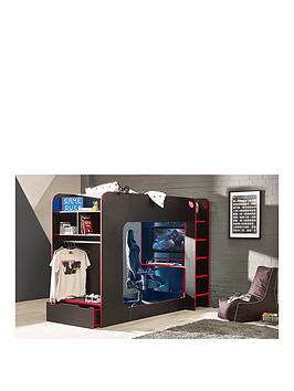 Product photograph of Julian Bowen Impact Gaming Bunk Bed - Black Red from very.co.uk
