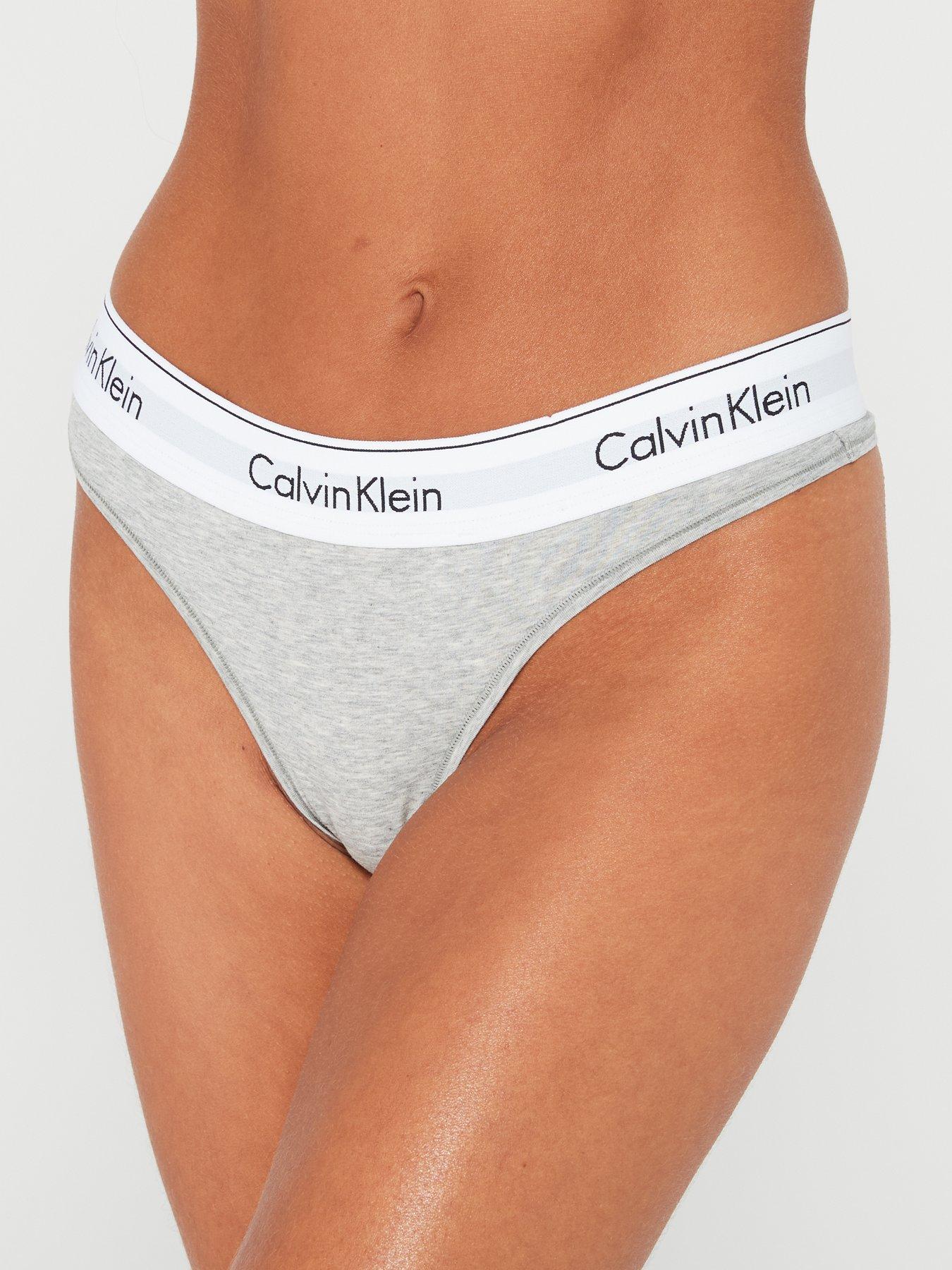 Calvin Klein Ladies' Underwear - Modern Cotton Thong (Modern Cotton -  Thong) - Grey (heather grey 020), size: XS : : Fashion