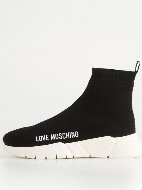 front image of love-moschino-knitted-sock-boots-black