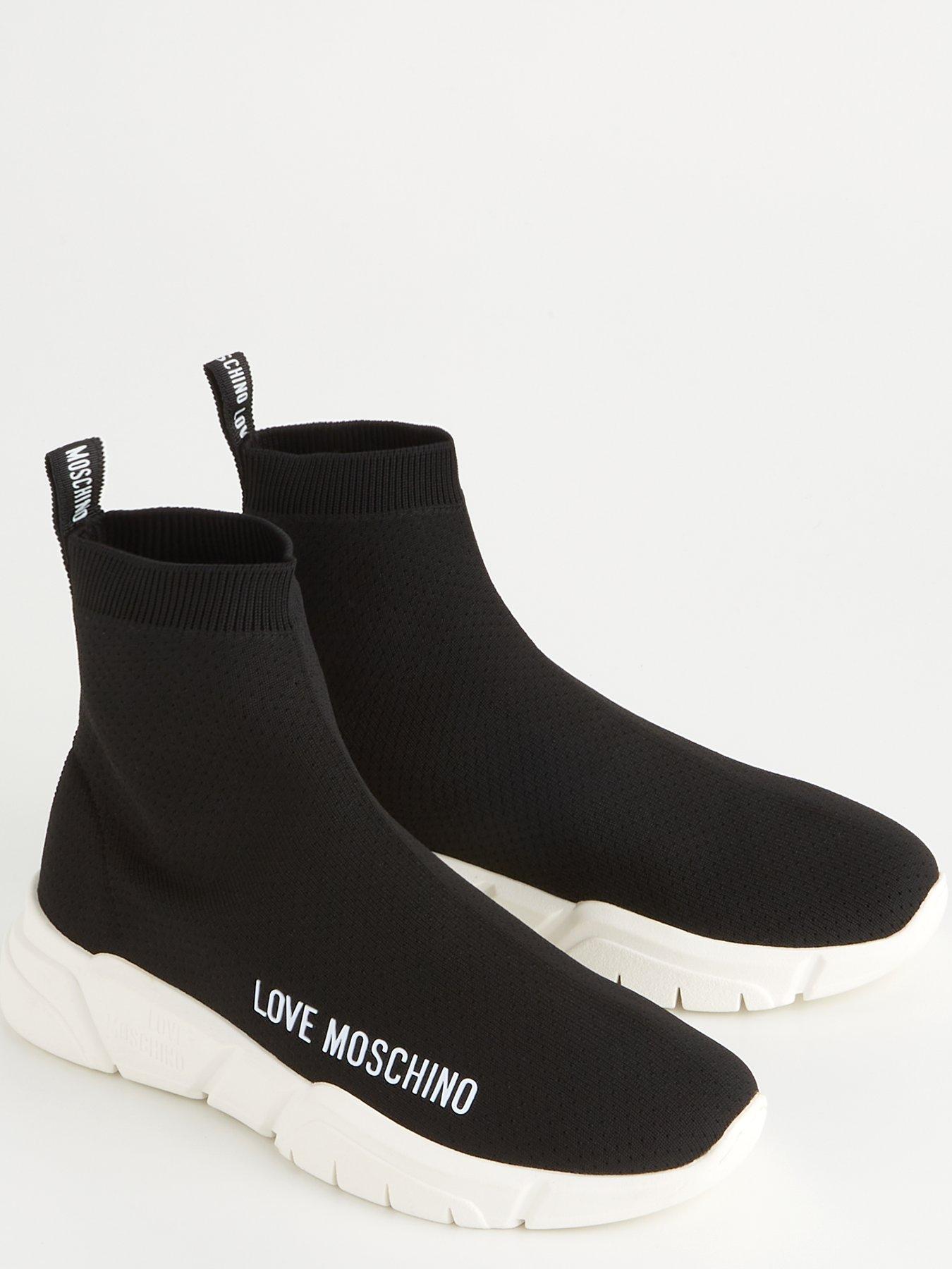 LOVE MOSCHINO Knitted Sock Boots Black very.co.uk