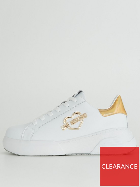 front image of love-moschino-chunky-heart-trainers-whitegold