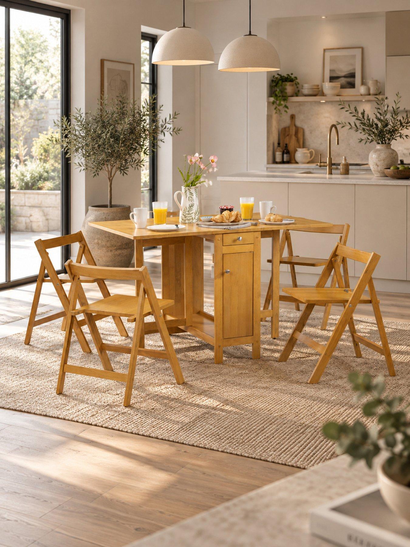 Julian Bowen Savoy 150 cm Folding Dining Table + 4 Chairs Set