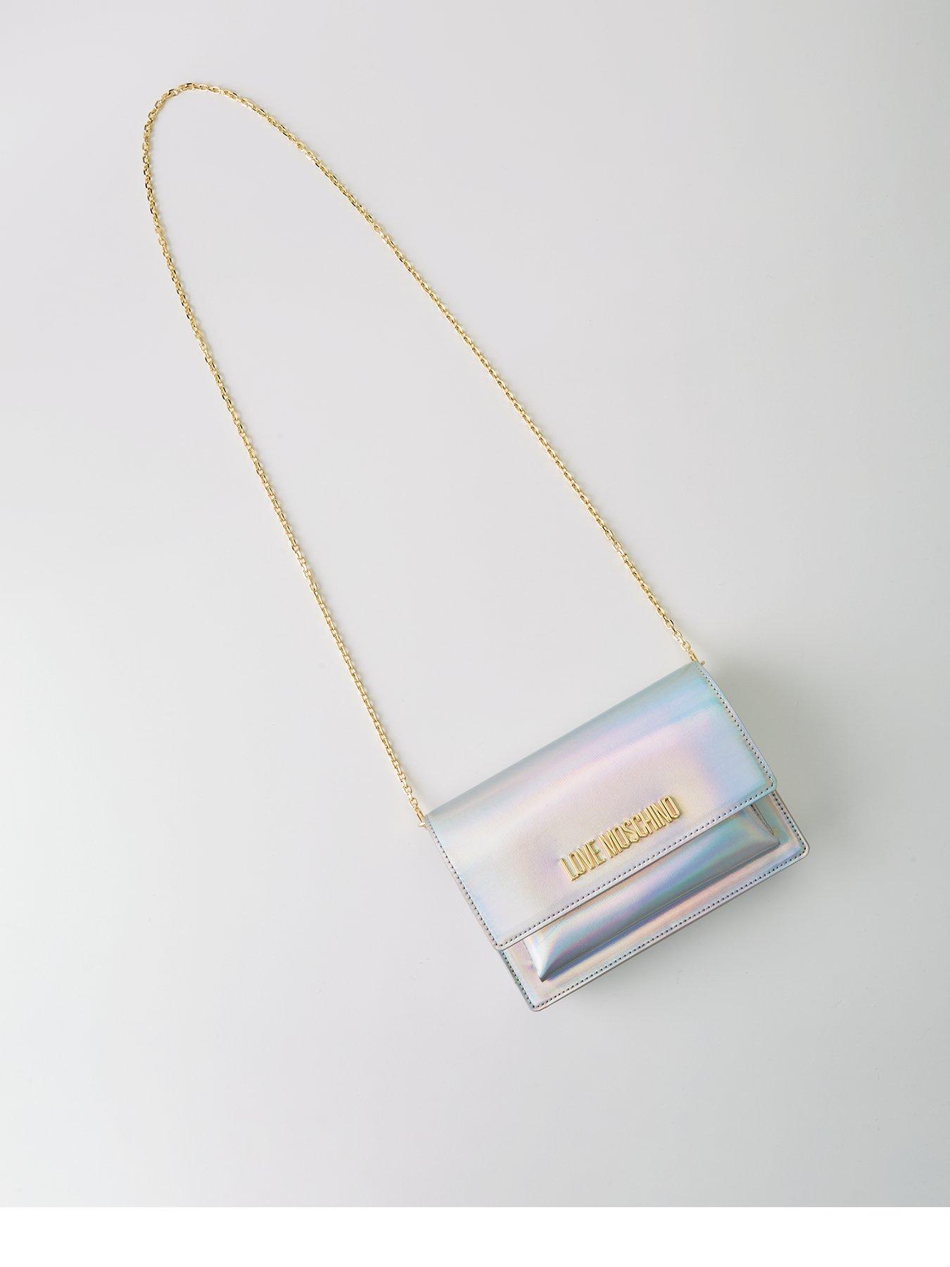 LOVE MOSCHINO Holographic Flap Over CrossBody Bag Silver Very.co.uk