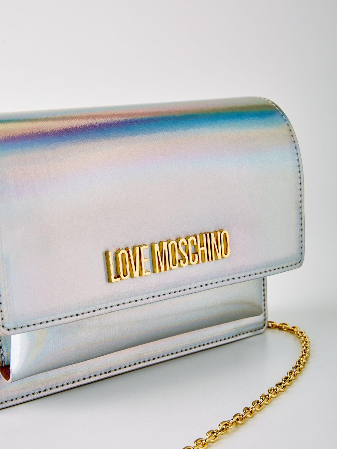 LOVE MOSCHINO Holographic Flap Over CrossBody Bag Silver Very.co.uk