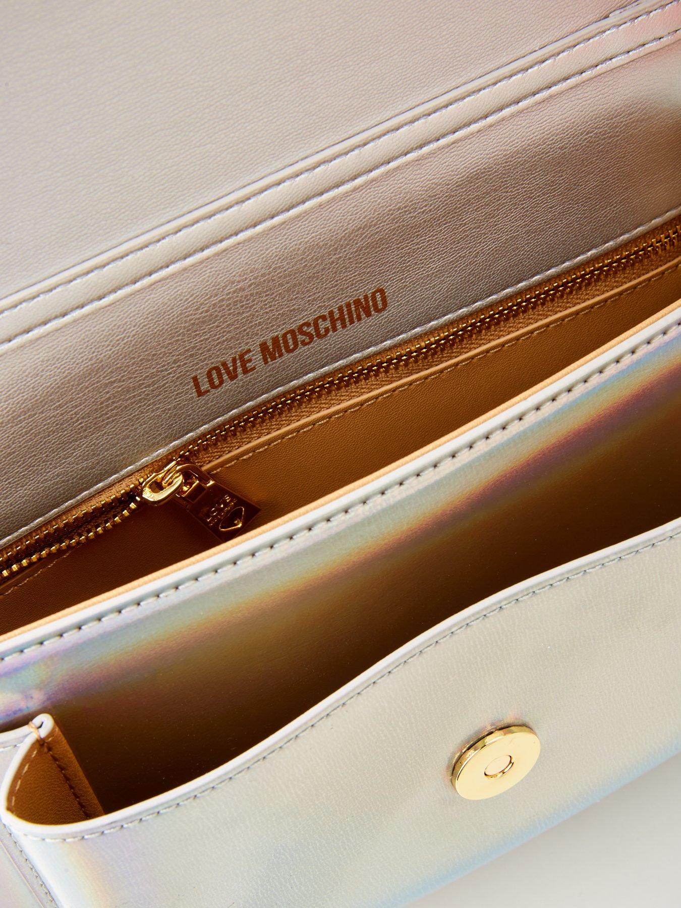 LOVE MOSCHINO Holographic Flap Over CrossBody Bag Silver Very.co.uk