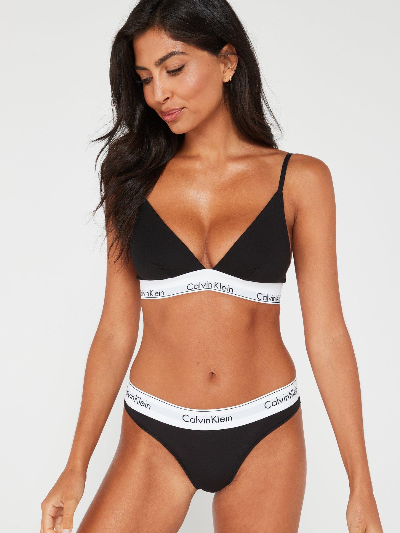 undefined Modern Cotton Triangle Unlined Bra - Black