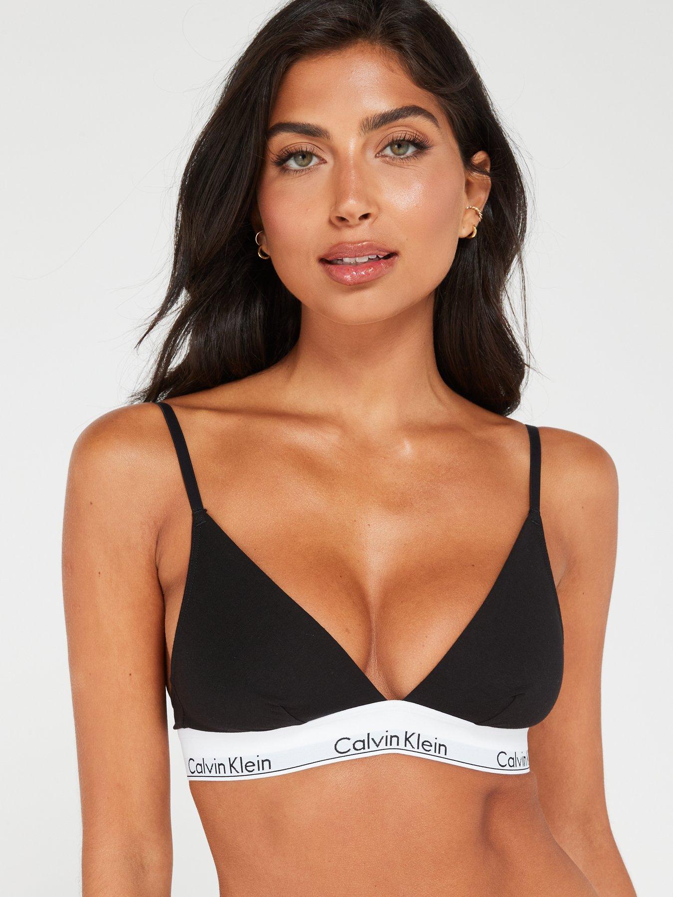 Calvin klein modern outlet velvet black triangle bra