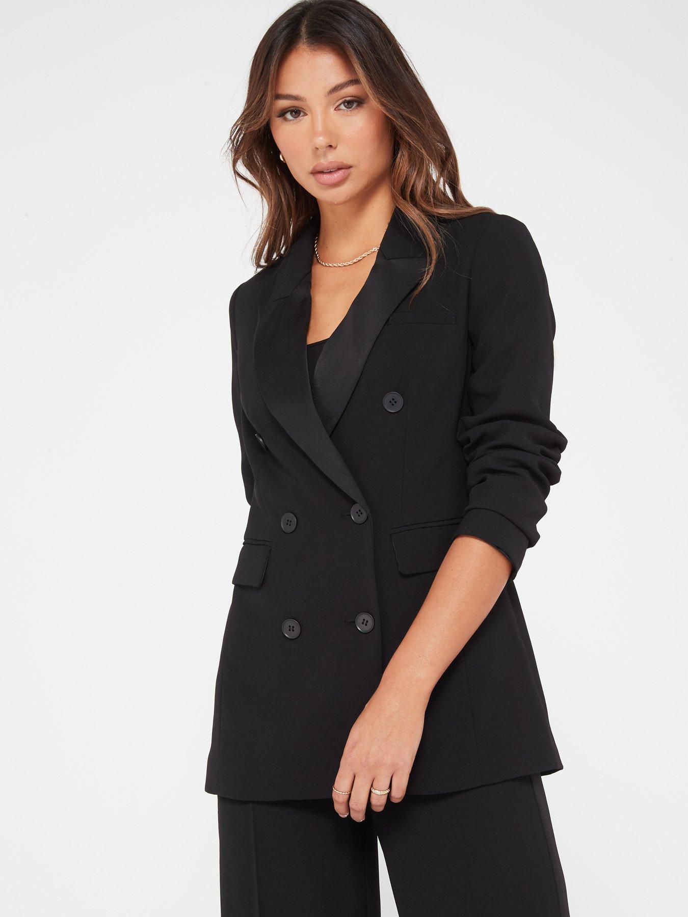 Satin lapel blazer womens sale