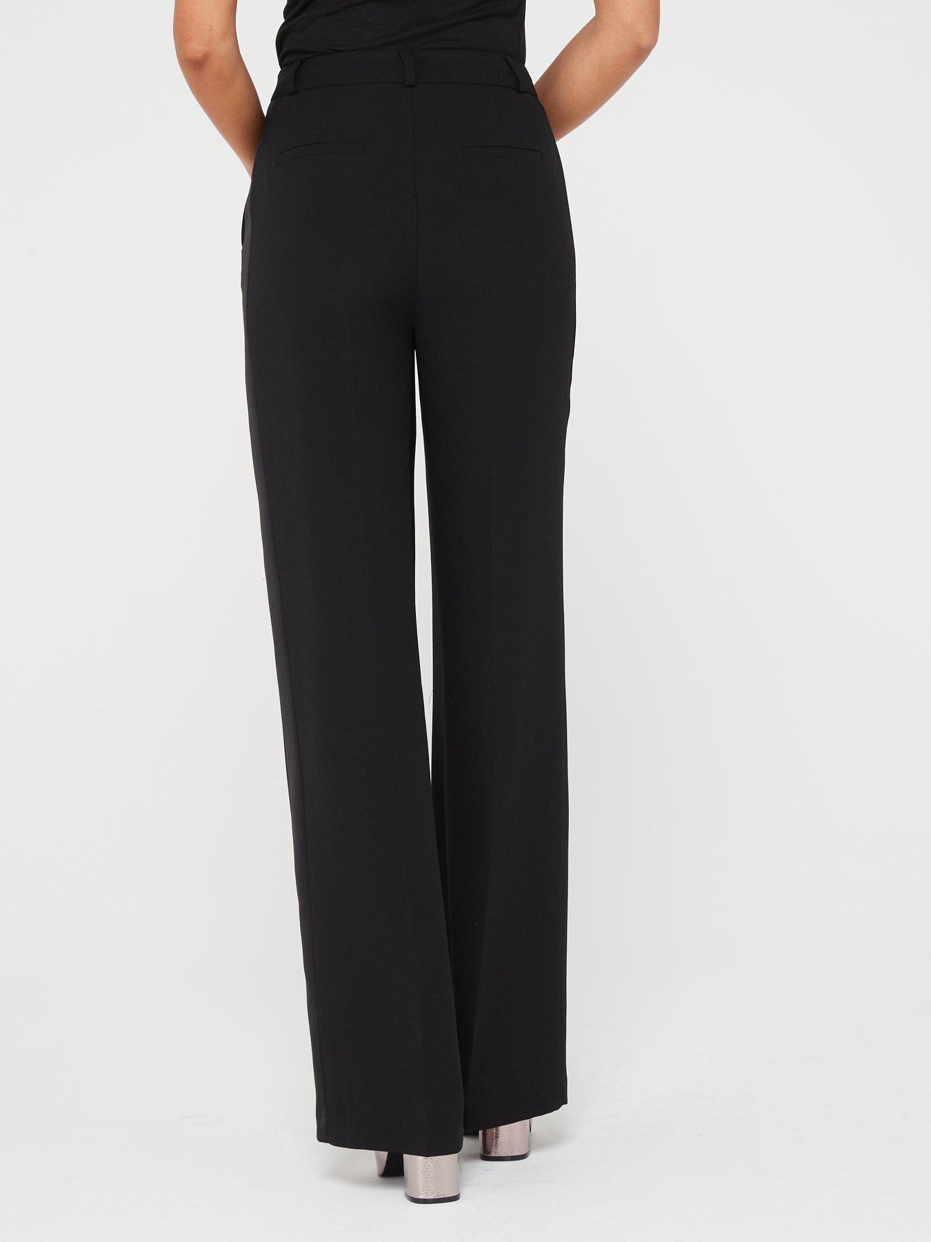 Monki wide leg pants with side stripe in black