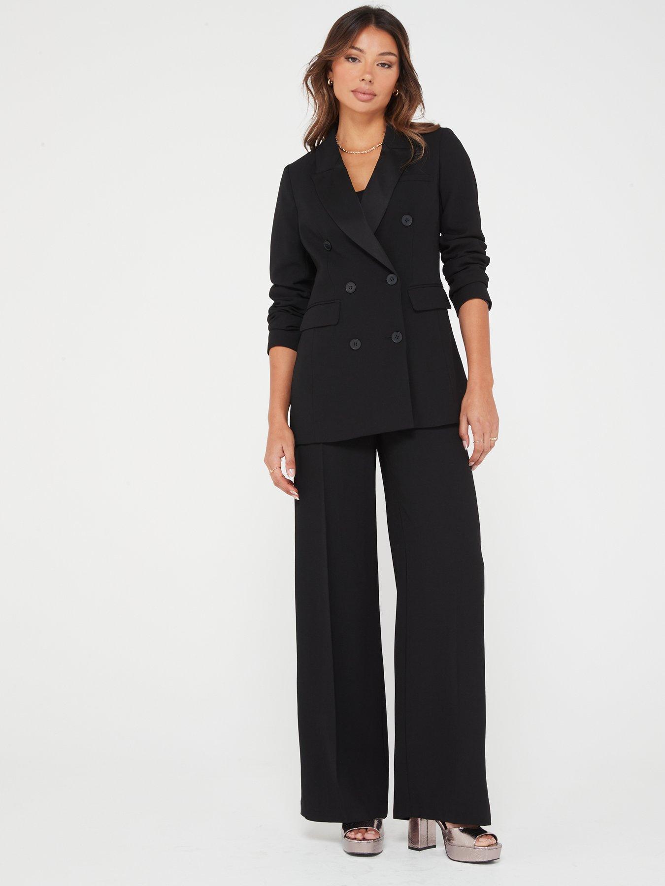 Womens tuxedo trousers hot sale with satin stripe