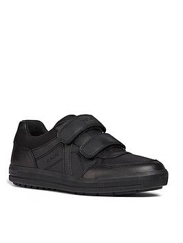 geox boys arzach double strap school shoe - black