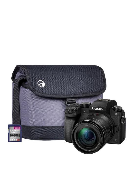 front image of panasonic-dmc-g7-csc-camera-kit-inc-12-60mm-lumix-lens-128gb-sd-card-and-case