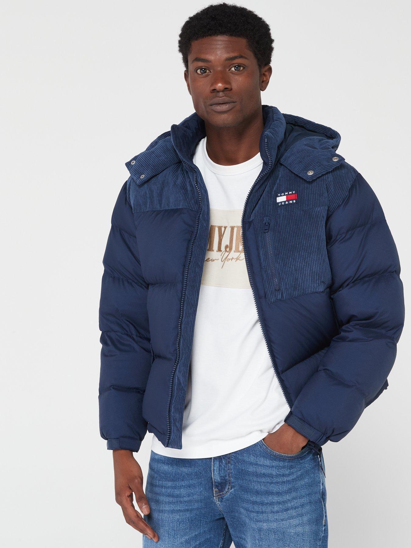 tommy jeans corduroy mix alaska padded jacket - navy
