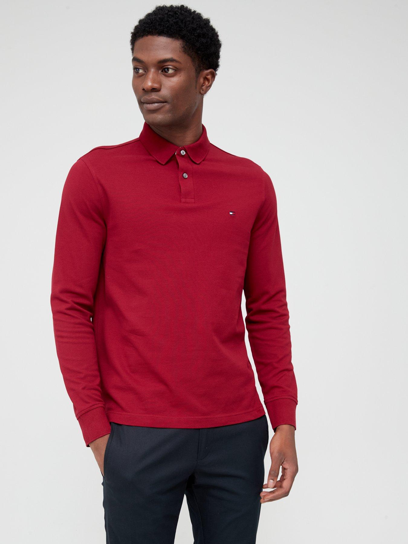 tommy hilfiger red long sleeve polo