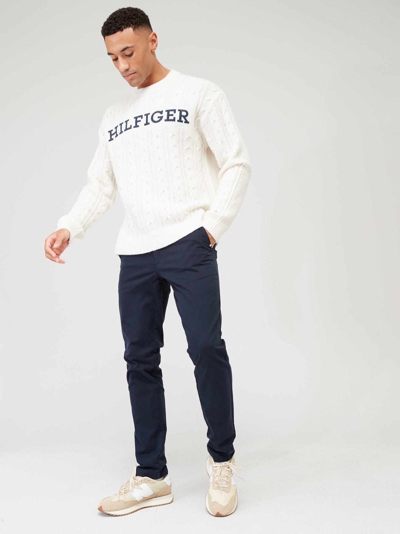 Tommy Hilfiger Cable Monotype Crew Neck Jumper - Cream | very.co.uk