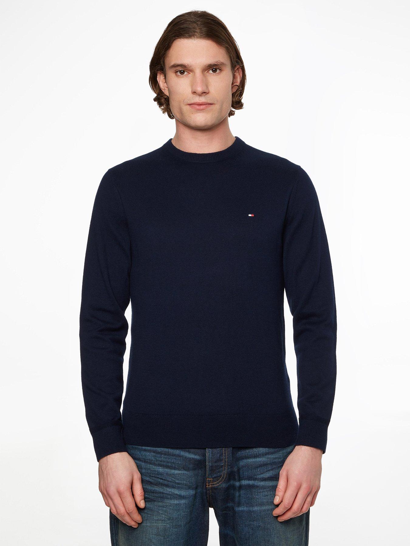 Tommy Hilfiger Pima Org Ctn Cashmere Crew Neck - Navy | very.co.uk