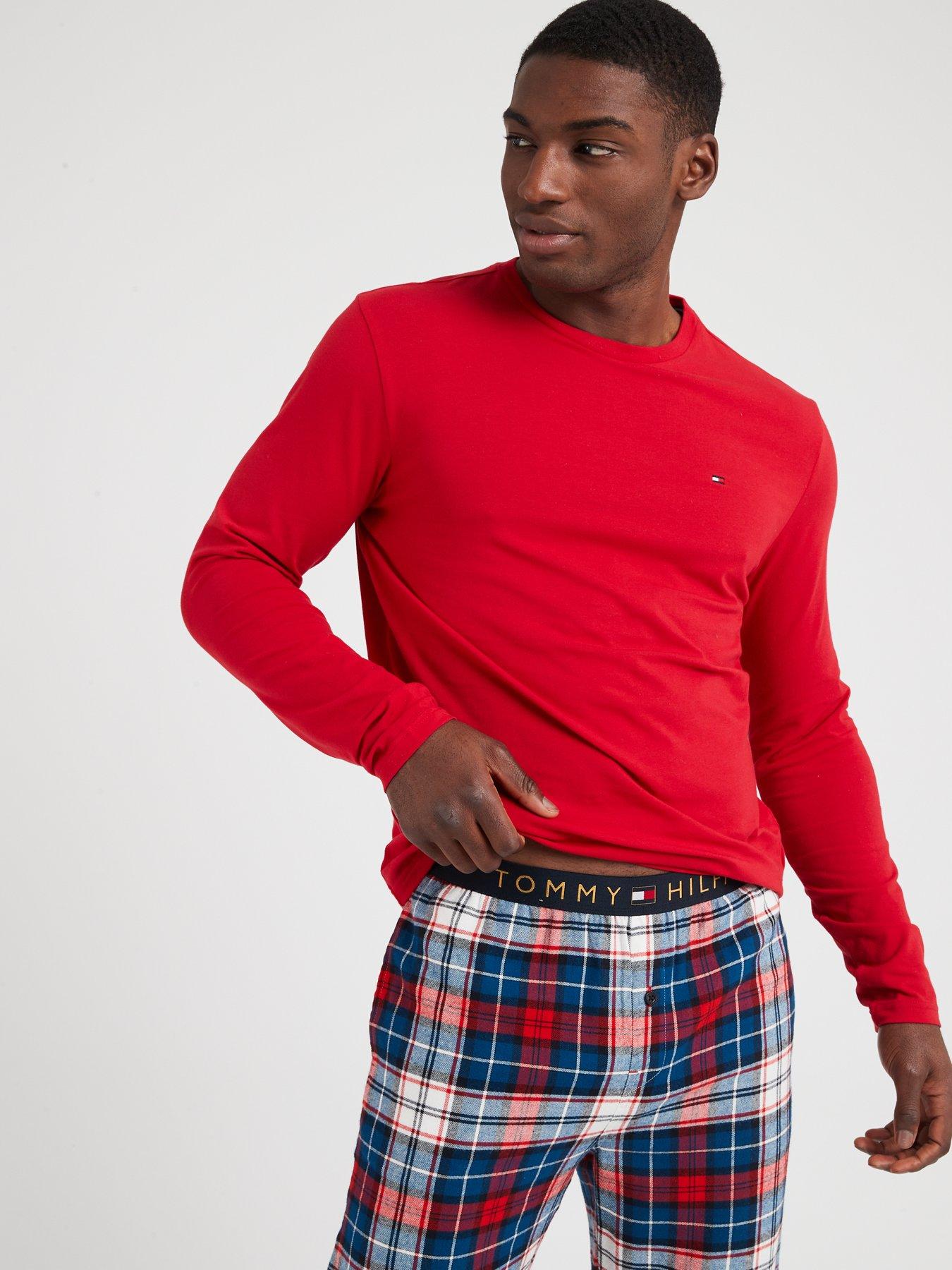 Tommy Hilfiger Long Pyjama Pants - Sleeves Flannel Red/Multi Set