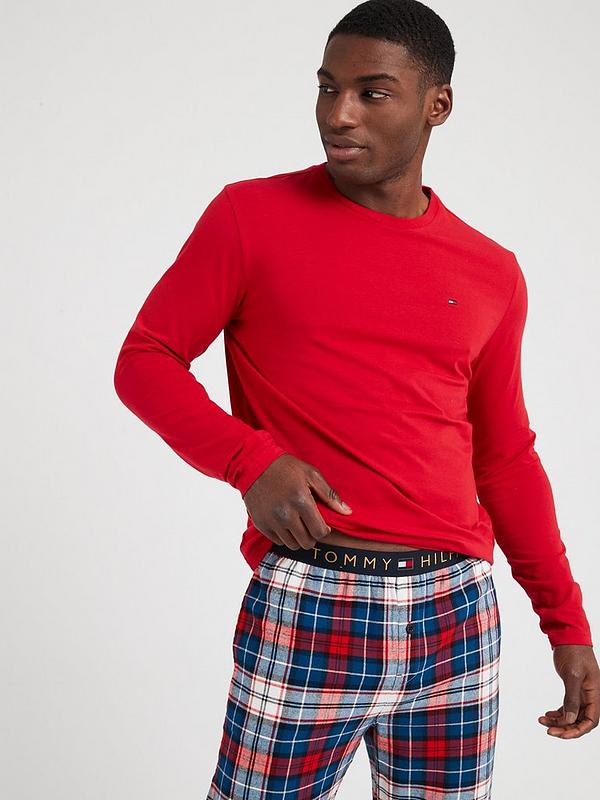 Tommy Hilfiger Long Sleeves Flannel Pants Pyjama Set - Red/Multi