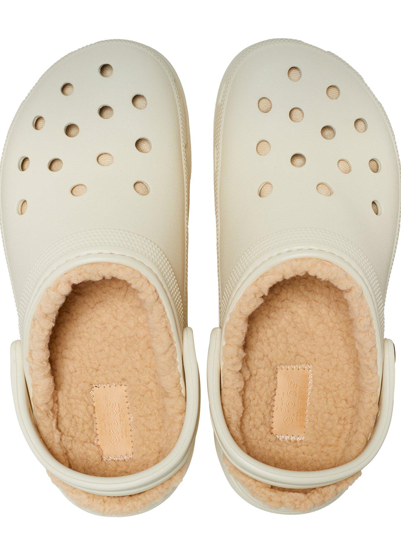 Brown fuzzy crocs online