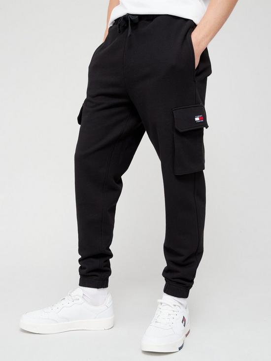 Tommy Jeans Regular XS Badge Cargo Sweatpants - Black | very.co.uk
