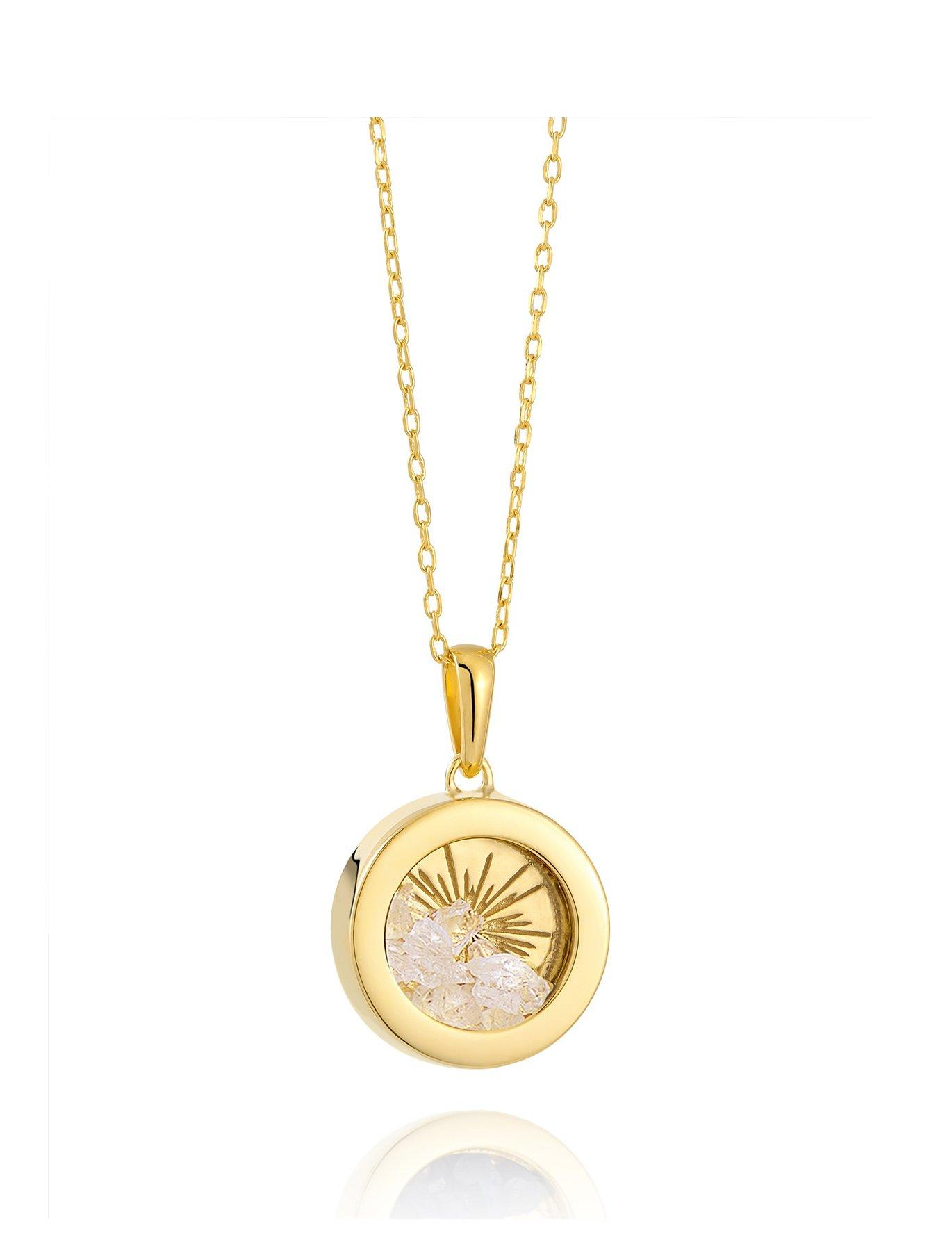 undefined Gold Small Deco Sun Amulet  Birthstone Necklace