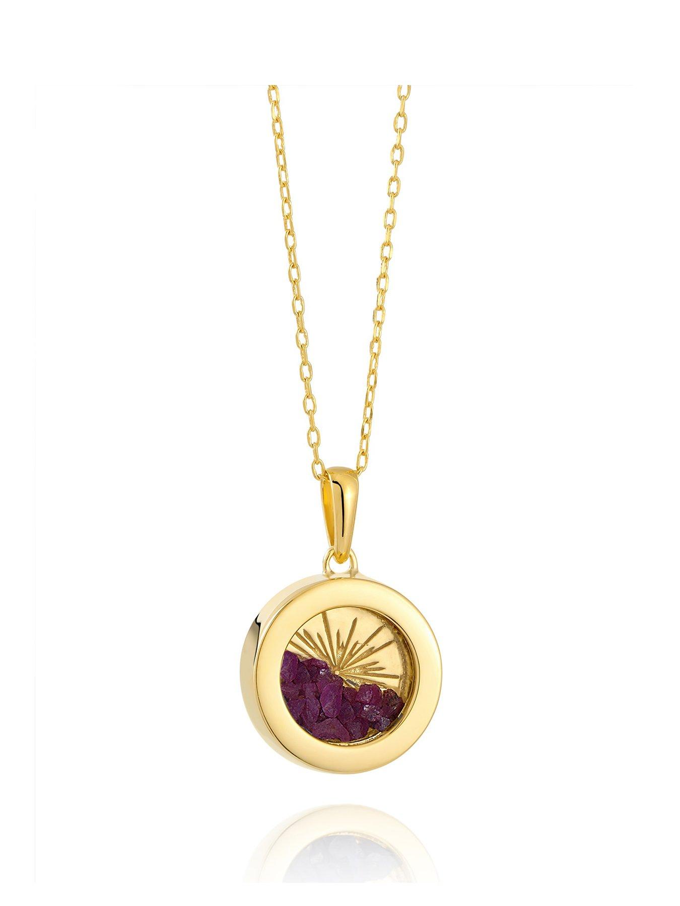 undefined Gold Small Deco Sun Amulet Birthstone Necklace