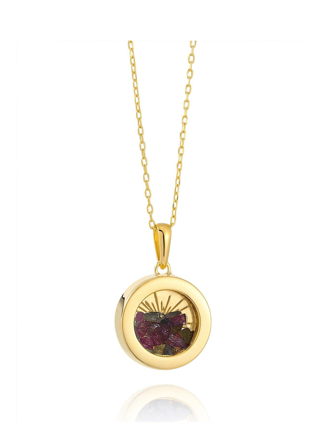 undefined Gold Small Deco Sun Amulet  Birthstone Necklace