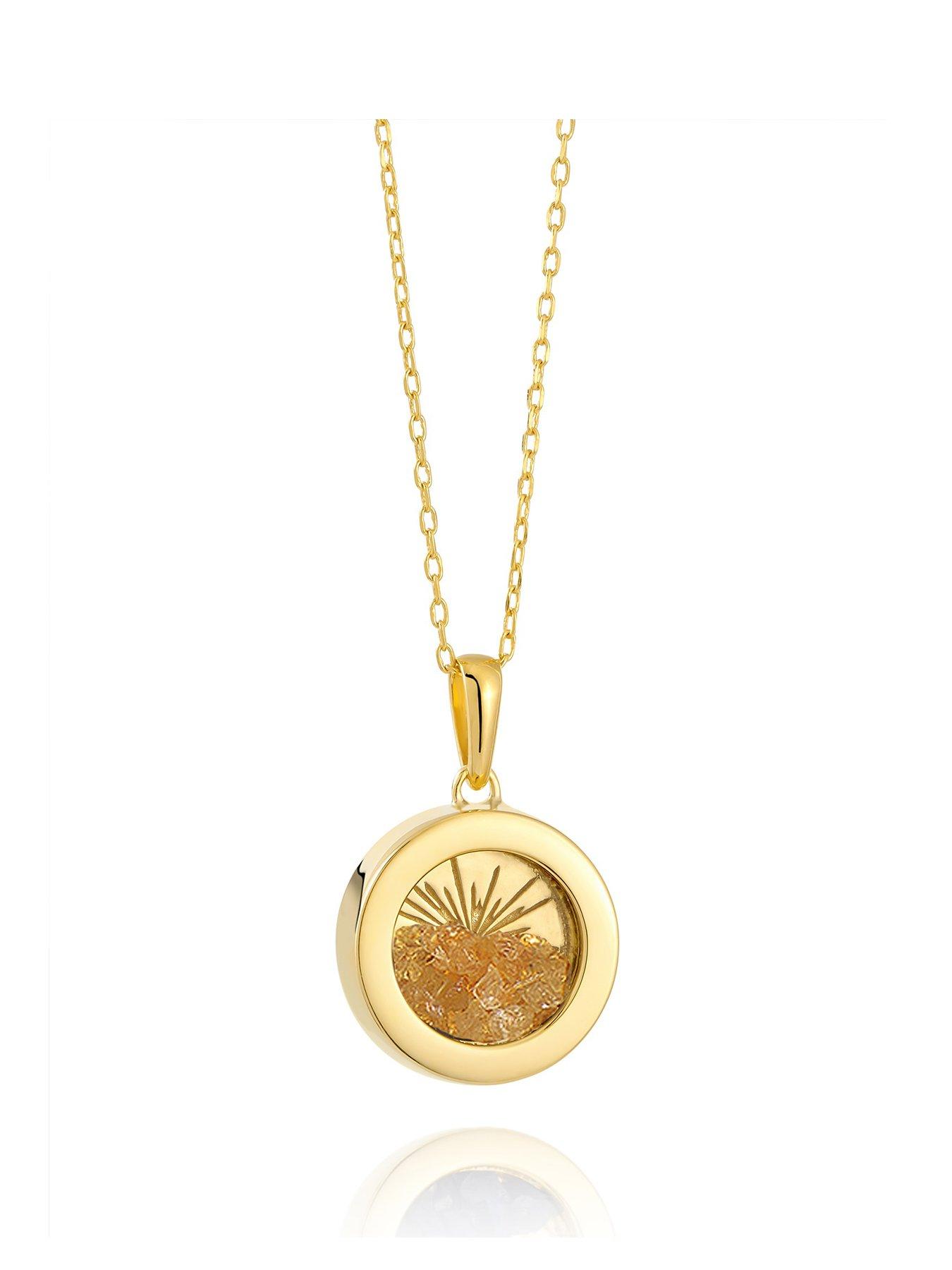 undefined Gold Small Deco Sun Amulet Birthstone Necklace