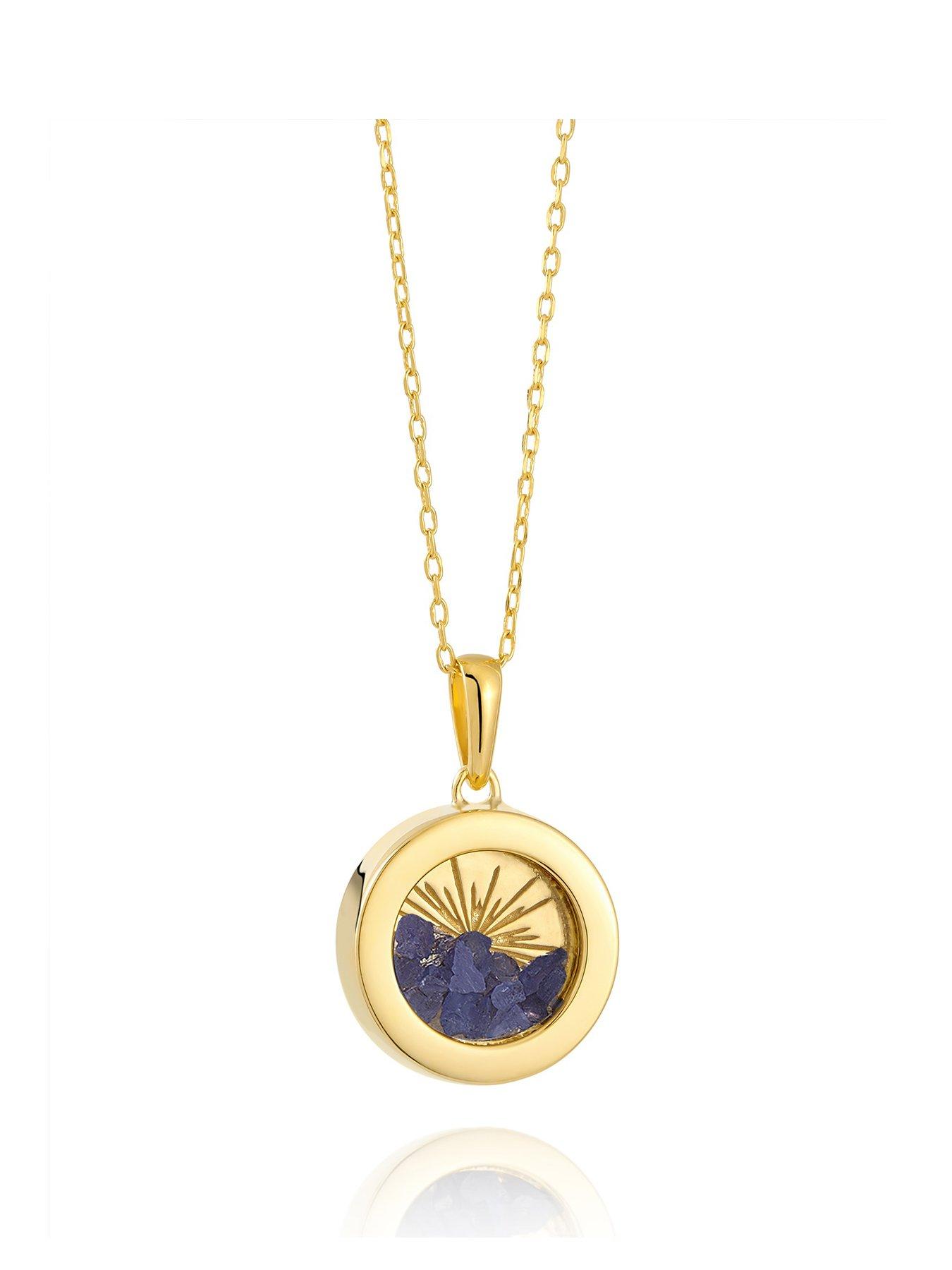 Rachel Jackson Gold Small Deco Sun Amulet Birthstone Necklace