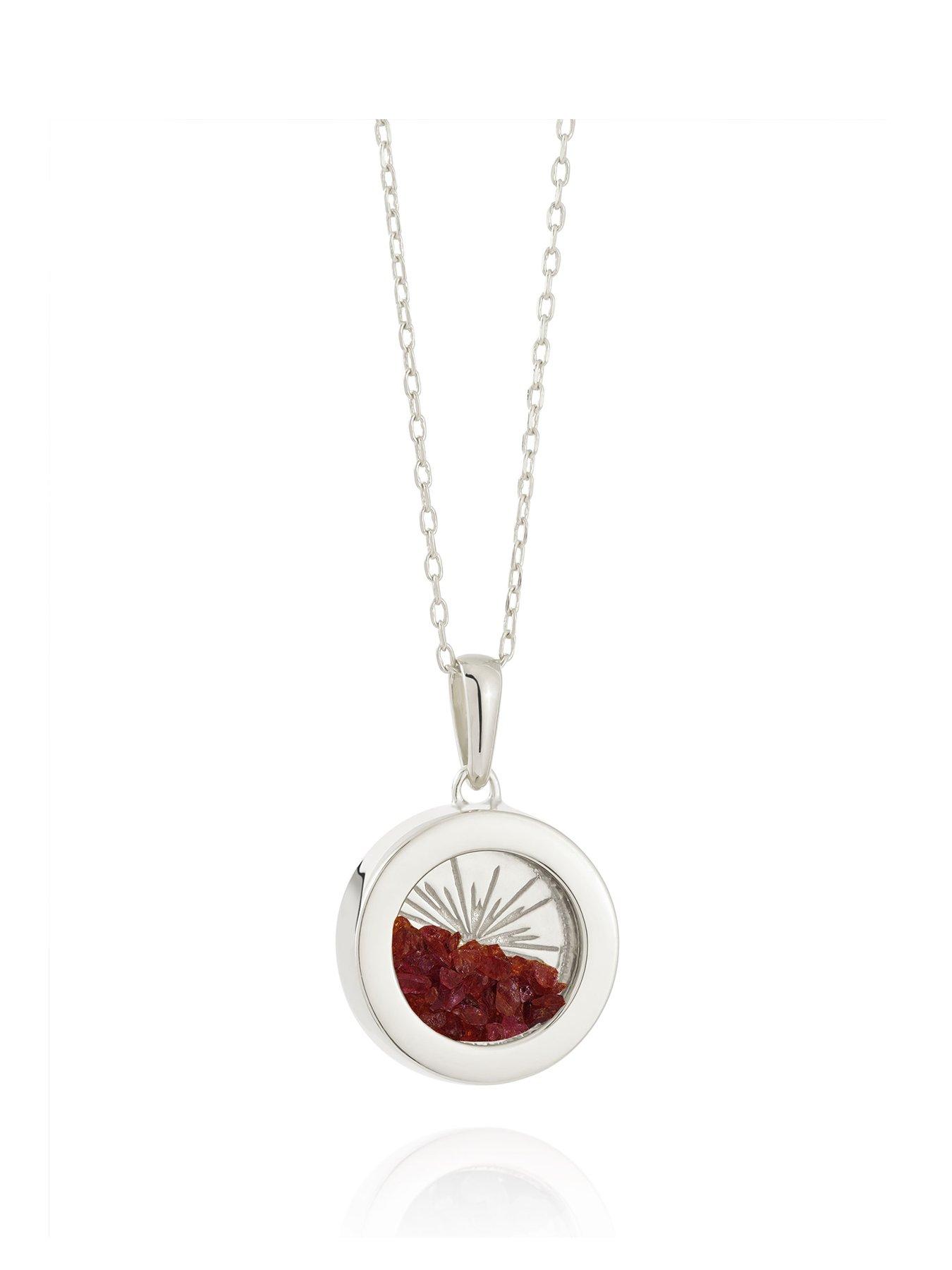 Product photograph of Rachel Jackson Silver Small Deco Sun Amulet Birthstone Necklace from very.co.uk