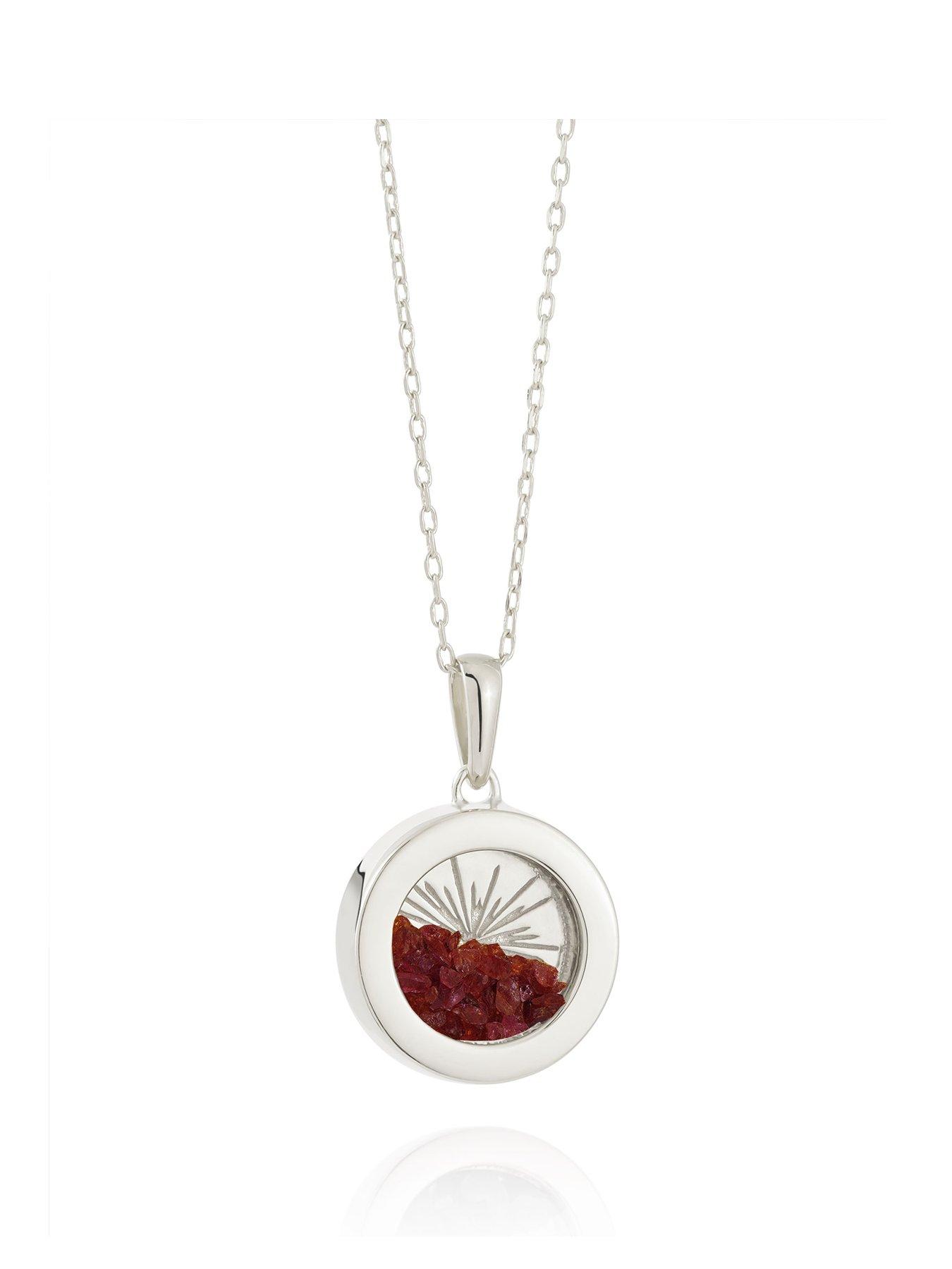 undefined Silver Small Deco Sun Amulet  Birthstone Necklace
