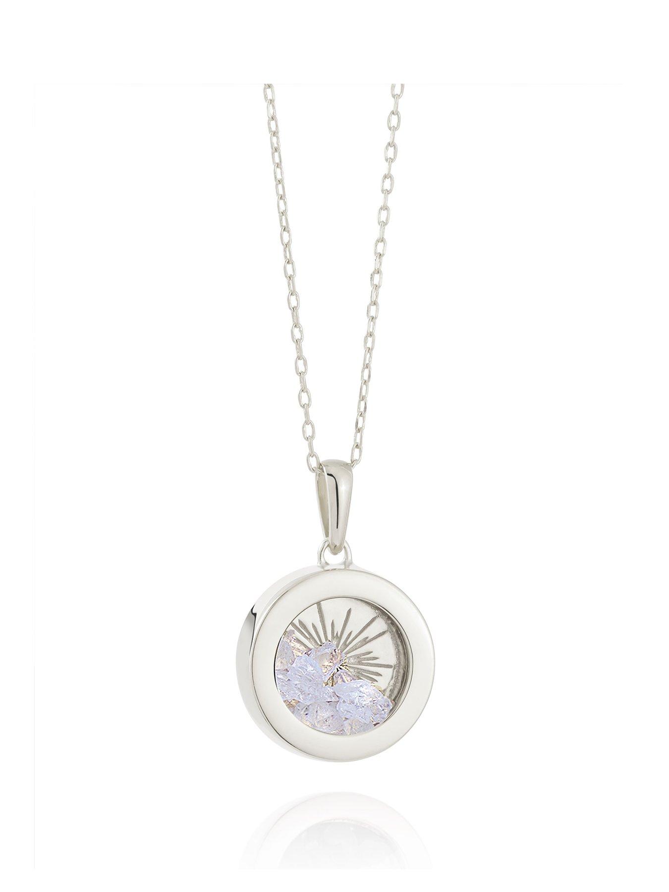 undefined Silver Small Deco Sun Amulet  Birthstone Necklace