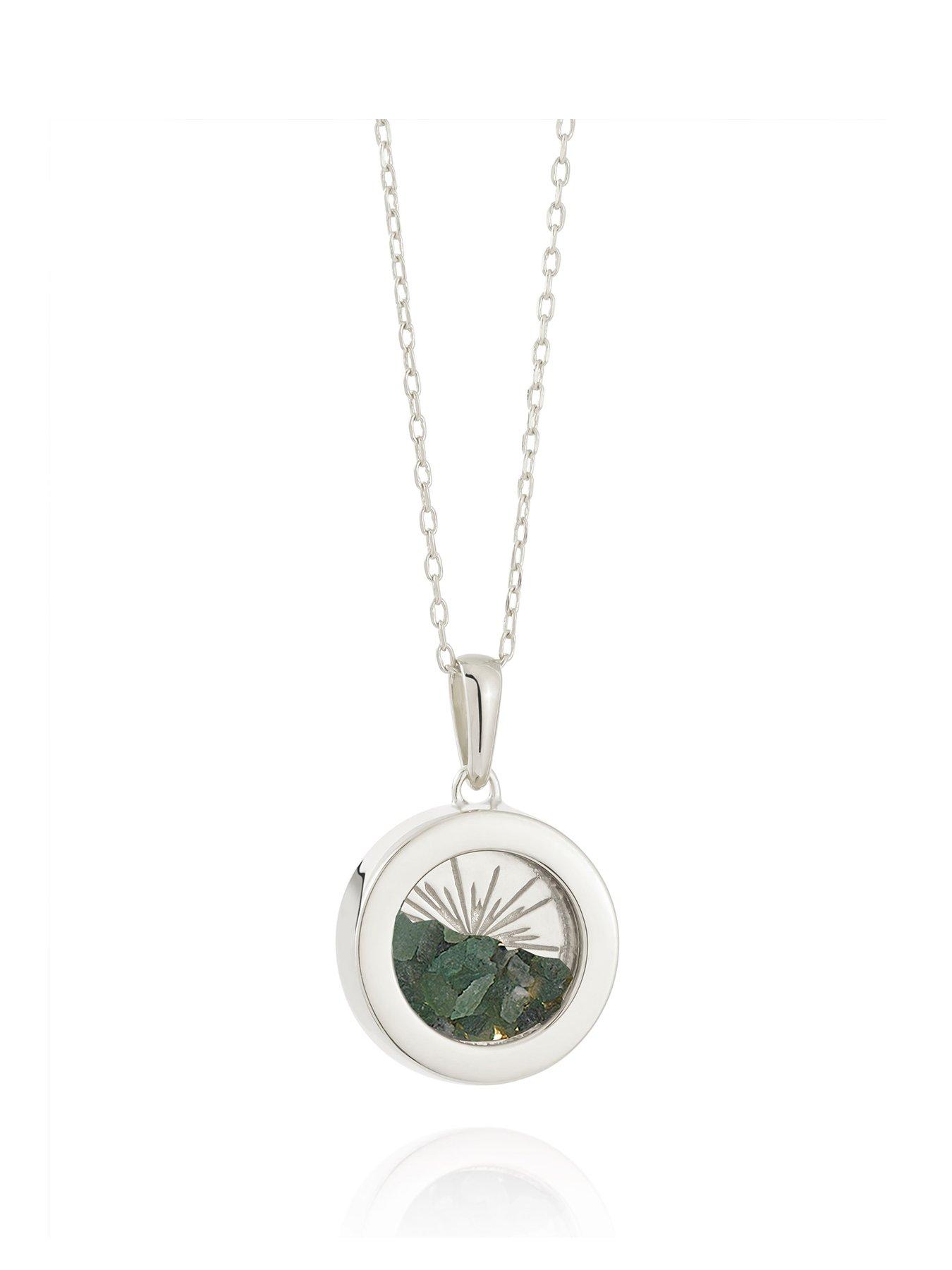 Rachel Jackson Silver Small Deco Sun Amulet Birthstone Necklace